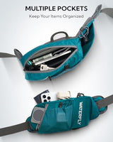 WATERFLY Fanny Pack Waist Bag: Hiking Water Bottle Holder with Strap Waist Pack for Women Men Hydration Hip Packs for Running Walking Traveling-Cyan