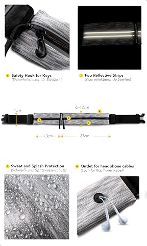 Fitgriff® Running Belt for Men & Women - Secure Jogging Pouch for Phone, Keys & Essentials - For All Cell Phones