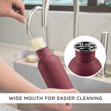 Bambaw Non-insulated 32 oz Water Bottle, Reusable Water Bottle Red, Single Wall Stainless Steel Water Bottle, Travel Water Bottle 32oz, Metal Water Bottle with Handle – Red Berry