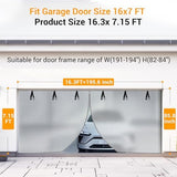 2025 Privacy Garage Door Screen for 2 Car 16x7FT, Heavy Duty Magnetic Closure Garage Screen Door, Durable Nylon Screen Door Mesh, Garage Net Screen for Garage, Silver Grey