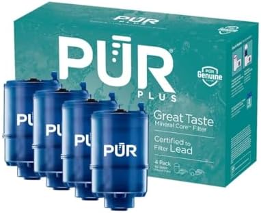 PUR PLUS Faucet Mount Replacement Filter 4-Pack, Genuine PUR Filter, 3-in-1 Powerful, Natural Mineral Filtration, Lead Removal, 1-Year Value, Blue (RF99994)