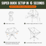 RiseLite Adjustable Portable Chair - Small Compact Folding Chair for Adults, Setup in 6 Seconds, Lightweight Outdoor Backpack Chairs for Camping, Travel, Hiking, Concert