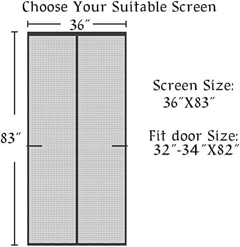 Magnetic Screen Door Upgraded-Model Full Strip Magnets,Fiberglass Heavy Duty Mesh Magnetic Door Screen,Full Frame Seal Retractable Mesh Insect Screens not of Metal