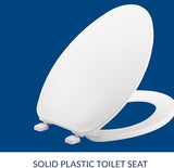 BEMIS 170 000 Toilet Seat, ELONGATED, Plastic, White