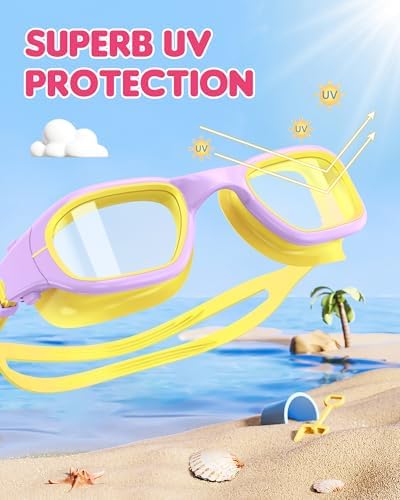 Kids Swim Goggles,Swimming Goggles for Kids 6-14, Anti-Fog UV Protection Pool Glasses for Boys Girls
