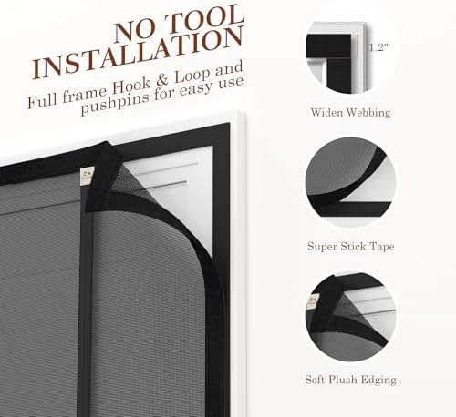 Yotache Reversible Left Right Side Opening Magnetic Screen Door Fits Door Size 62 x 80, Enjoy Breeze Net Curtain for Front, Balcony, Patio Sliding Door, Actual Screen Size 64" x 81"