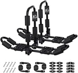 XGeek Kayak Roof Rack 4-in-1 for Kayak, Surfboard, Canoe and Ski Board Rooftop Mount Carrier Folding Adjustable Bilateral J-Style Rack on SUV, Car and Truck