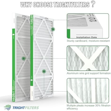 14x25x1 Air Filter 4 Pack, MERV 8 Pleated Dust Defense Air Filters Replacement Air Conditioner HVAC AC Furnace Filter, Durable and Lightweight