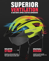 VICTGOAL Bike Helmet with USB Rechargeable Rear Light Detachable Magnetic Goggles Removable Sun Visor Mountain & Road Bicycle Helmets for Men Women Adult Cycling Helmets