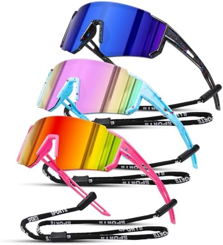 3PACK Kids Sunglasses Polarized Youth Baseball Sunglasses Boys Girls Softball Cycling UV400 Protection Goggles