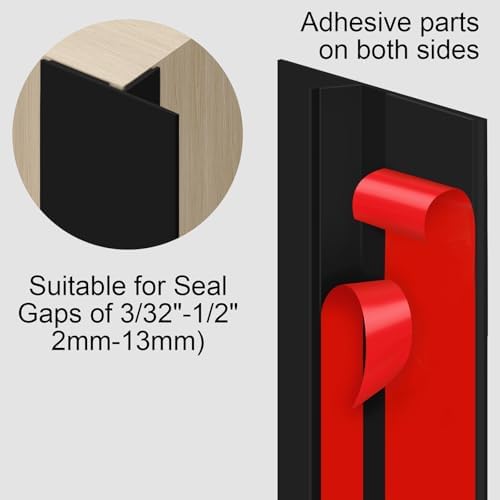 T-Shaped Silicone Seal Strip for Door & Windows Gaps, Weather Stripping Draft Stopper for Side Entry - 20Ft Black
