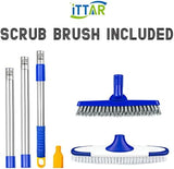 ITTAR Grout & Scrub Brush Combo, Floor Scrubber with Long Handle, Multi-Purpose Stiff Bristles Cleaning Brush Set for Tile, Grout, Deck, Kitchen, Shower Floor (2 Pcs)