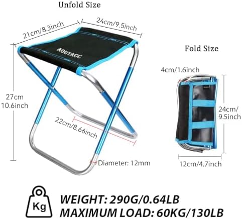 AOUTACC Ultralight Portable Folding Camping Stool for Outdoor Fishing Hiking Backpacking Travelling(XL:13"x14"x15";Large:11.8"x11"x11.4"; Medium:8.3"x9.5"x 11")