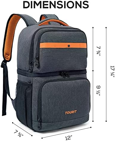 TOURIT Backpack Cooler with Double Decks, Insulated Cooling Bag for Lunch, Waterproof Lightweight for Men to Camping, Picnic, Hiking, Beach Park