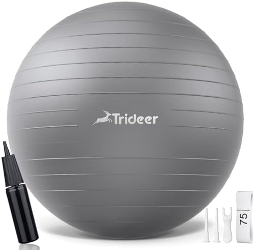 Trideer Yoga Ball - Exercise Ball for Workout pilates Stability - Anti-Burst and Slip Resistant for physical therapy, Birthing, Stretching & Core Workout, Office Ball Chair, Flexible Seating, Home Gym