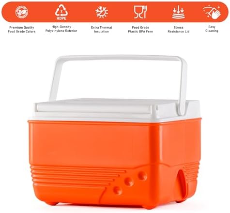 Insulated Ice Cooler Portable Ice Box Hard Heavy Duty Small Ice Chest for Camping, Tailgating, Beach, Picnic, Groceries