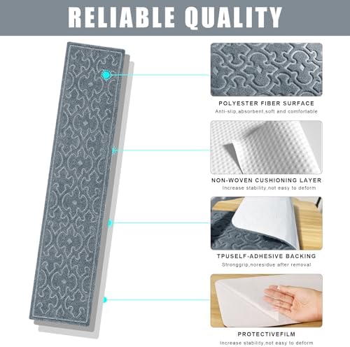 15Pcs Stair Treads for Wooden Steps Indoor with Self Adhesive, 8"x30" Non Slip Stair Runners-Peel & Stick Indoor Stair Carpet Runner, Resistant Indoor Runner for Kids、Elders and Pets, Light Gray