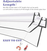 2-Pack Frameless Shower Door Bottom Seal (3/8'' X 39'') Clear Glass Shower Door Seal Strip Shower Door Sweep can Covers up to 23mm Gap - Stop Leaks