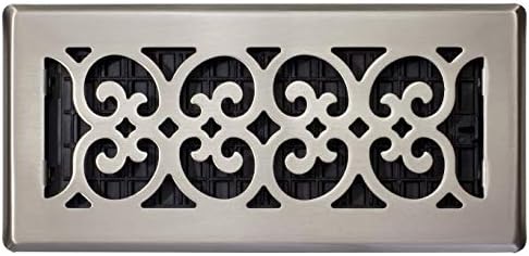 Decor Grates SPH410-NKL Scroll Floor Register, 4x10, Brushed Nickel Finish