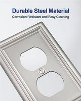 6-Pack Duplex Wall Plate, Decorative Satin Nickel Outlet Cover, Metal Wall Plates for Electrical Outlets, 3.15''*4.88'', Midsize