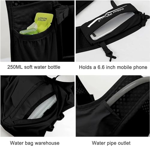 INOXTO Running Hydration Vest Backpack,Lightweight Insulated Pack with 1.5L Water Bladder Bag Daypack for Hiking Trail Running Cycling Race Marathon for Women Men