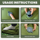 Double Inflatable Sleeping Pad for 2 Person - Ultralight Air Mattress with Built-in Foot Pump, Durable Waterproof Camping Pad for Couples, Backpacking, Hiking (Green)