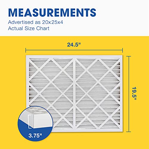 Aerostar 20x25x4 MERV 11 - 6 Count - Pleated HVAC, Furnace & Air Conditioner Filters - Removes Dust, Cold & Flu Germs, Lint, Mold, Pet Dander, Allergy-Causing Pollen, Smog & Smoke