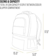 Carhartt Insulated 24 Can Two Compartment Cooler Backpack, Fully-Insulated Base, Durable Water-Resistant for Camping, Beach & Travel