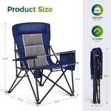 ALPHA CAMP Oversized Folding Camping Chairs High Backrest Heavy Duty Lawn Chairs for Adults Support 500 LBS Portable Camp Chairs with Cup Holders Large Side Pocket for Outdoor