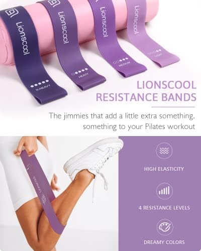 LIONSCOOL Pilates Ring Set – 14" Anti-Deformation Magic Circle with Padded Handles, Mini Ball, Resistance Bands, Guide & Bag