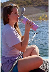 Stanley Quick Flip GO Water Bottle 24 oz | Push Button Lid | Leakproof and Packable for Travel and Sports | Insulated Stainless Steel | BPA-Free | Frost