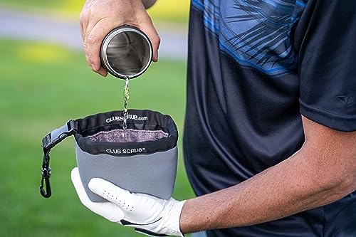 Golf Club and Golf Ball Cleaning Bag, Waterproof Clean Face Technology Liner, Detachable Clip, Machine Washable, Cleans Club Grooves, Dry Exterior (Neoprene or Microfiber Option Available)