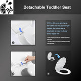 Round Toilet Seat with Toddler Seat Built In, 3X Slow Close FOR BOTH TODDLER & ADULT Seats, Potty Training Toilet Seat, No Wiggle and Easy to Install, Detachable Toddler Seat for Longterm Usage, White
