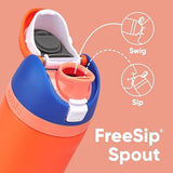 Kids FreeSip Insulated Stainless Steel Water Bottle with Straw for Sports, Travel, and School BPA-Free Sports Water Bottle, 16 oz, Blue Citrus