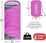 tuphen- Sleeping Bags for Adults Kids Boys Girls Backpacking Hiking Camping Microfiber Liner, Cold Warm Weather 4 Seasons Indoor Outdoor Use, Lightweight & Waterproof