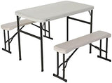 LIFETIME 80373 Portable Folding Camping RV Picnic Table and Bench Set, Almond