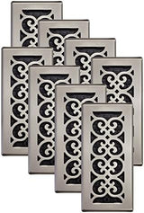 Decor Grates SPH410-NKL-8 Scroll Design Floor Register, 4x10 Inches, Brushed Nickel Finish, 8 Pack