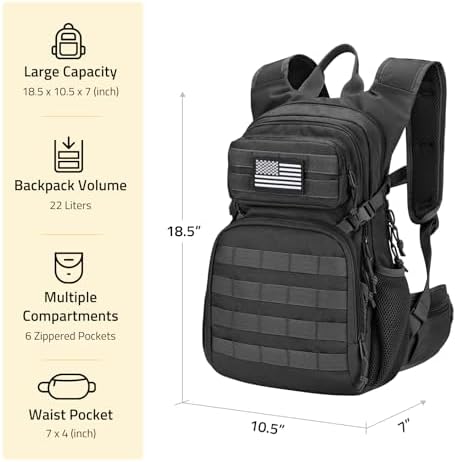 CVLIFE Tactical Hydration Pack 3L - Lightweight Water Bag With Bladder for Men Women, Heavy Duty Molle Backpack for Hiking, Cycling, Running, Hunting