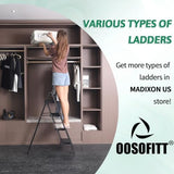 4 Step Ladder Folding Step Stool, Heavy Duty 330 Lbs Load Step Ladders for Home, Tall Kitchen/Closet Stepladder for Adults, Black Small & Lightweight Ladder with Anti-Slip Wide Pedals by OOSOFITT