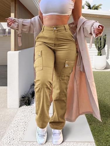 Cargo Pants for Women High Waisted Casual Pants Work Pants Baggy Stretchy Straight Leg Pants