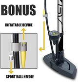 BV Bicycle Pump Durable Bike Floor Pump 17/24 inch Smart Valve Head, 160 psi, Automatically Reversible Presta and Schrader