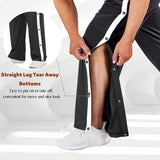 Deyeek Men's Tear Away Basketball Pants High Split Snap Button Casual Post-Surgery Sweatpants with Pockets