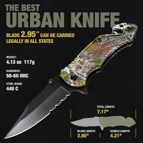 GOOD WORKER Legal Pocket Knife Hunting Camo - 2.95” Folding Sharp Blade - Camo Military Style - Small Tactical Knives for Hunting Work Survival Outdoor Activities - Birthday Gifts for Men 6680 C