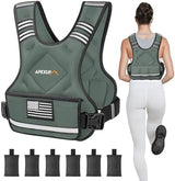 APEXUP Adjustable Weighted Vest, 4-10lb/12-18lb/20-32lb Vest with 6 Ironsand Weights and Large Pocket, Weight Vest for Men Women Strength Training, Running, Walking