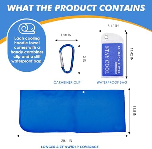 4 Pack Cooling Hoodie Towels for Neck and Face, UPF 50 Sun Protection & Instant Cooling, Ice Towels for Hot Weather, Soft Breathable Towel for Sport, Work Out, Gym, Camping & More Activities