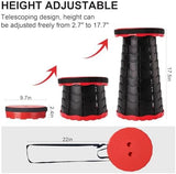 Upgraded Foldable Stool Thickened Set of 2, Portable Collapsible Stool Retractable Stool, Foldable Portable Collapsible Chair for Fishing, Hiking Tours, BBQ, Parties, Outdoor Activities (Red)