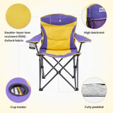 WILDROOTS Heavy Duty Fully Padded Camping Chair, Oversize Padded Arm Rest High Back Rest Folding Chair