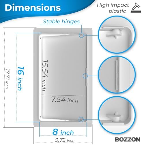 Access Panel for Drywall - 8x16 inch - Wall Hole Cover - Access Door - Plumbing Access Panel for Drywall - Heavy Durable Plastic White