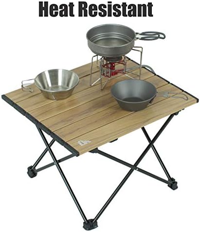 iClimb Ultralight Compact Camping Folding Table with Carry Bag (Nature- S)