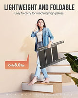 WOA WOA 3 Step Ladder, Foldable Step Stool, Aluminum Lightweight Ladder for Home Kitchen Closet, Anti-Slip Pedals, Ease of Folding, Portable, 300lbs Capacity - Black